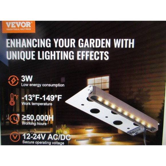 VEVOR LED Hardscape Step Lighting 6.8" Wall Lights 12V-24V Paver Light 8PK NIB - Picture 3 of 8